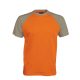 Férfi raglán ujjú kétszínű baseball póló, Kariban KA330, Orange/Light Grey-2XL