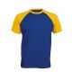 Férfi raglán ujjú kétszínű baseball póló, Kariban KA330, Royal Blue/Yellow-2XL