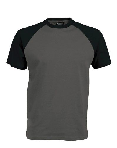 Férfi raglán ujjú kétszínű baseball póló, Kariban KA330, Slate Grey/Black-M