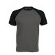 Férfi raglán ujjú kétszínű baseball póló, Kariban KA330, Slate Grey/Black-S