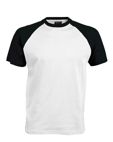 Férfi raglán ujjú kétszínű baseball póló, Kariban KA330, White/Black-3XL