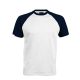 Férfi raglán ujjú kétszínű baseball póló, Kariban KA330, White/Navy-2XL