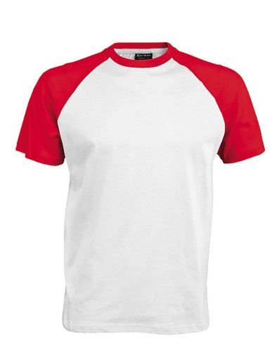 Férfi raglán ujjú kétszínű baseball póló, Kariban KA330, White/Red-3XL