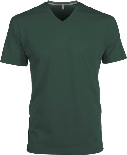 Férfi oldalvarrott V-nyakú rövid ujjó póló, Kariban KA357, Forest Green-2XL