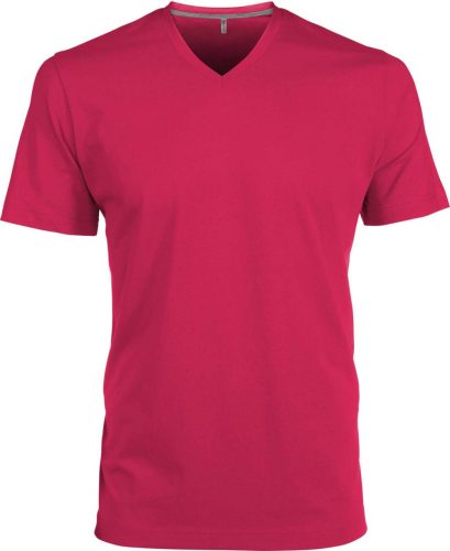 Férfi oldalvarrott V-nyakú rövid ujjó póló, Kariban KA357, Fuchsia-4XL