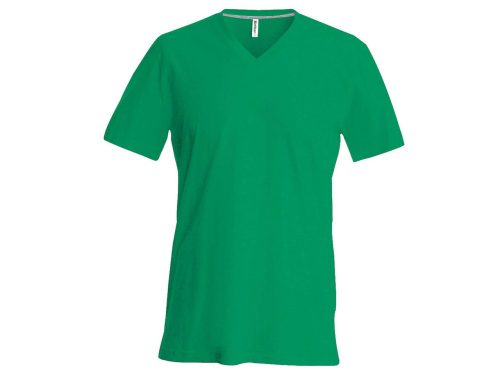 Férfi oldalvarrott V-nyakú rövid ujjó póló, Kariban KA357, Kelly Green-2XL