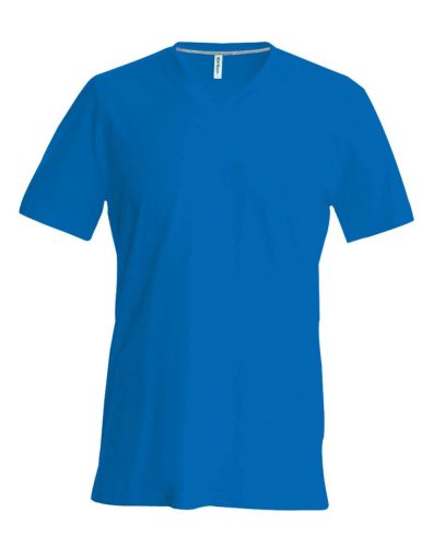 Férfi oldalvarrott V-nyakú rövid ujjó póló, Kariban KA357, Light Royal Blue-2XL