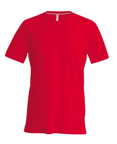 Férfi oldalvarrott V-nyakú rövid ujjó póló, Kariban KA357, Red-2XL