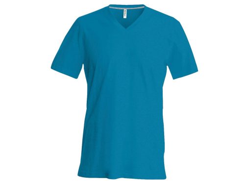 Férfi oldalvarrott V-nyakú rövid ujjó póló, Kariban KA357, Tropical Blue-2XL