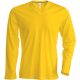 Férfi hosszú ujjú V-nyakú pamut póló, Kariban KA358, Yellow-3XL