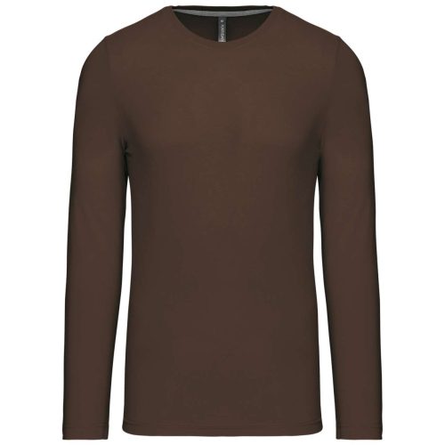 Férfi kereknyakú hosszú ujjú pamut póló, Kariban KA359, Chocolate-4XL