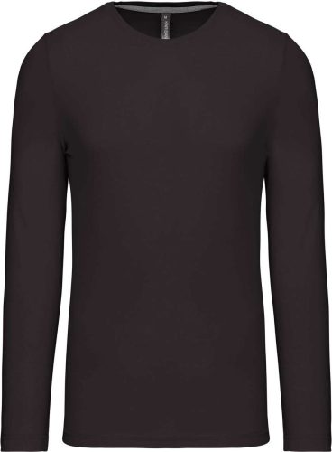 Férfi kereknyakú hosszú ujjú pamut póló, Kariban KA359, Dark Grey-3XL