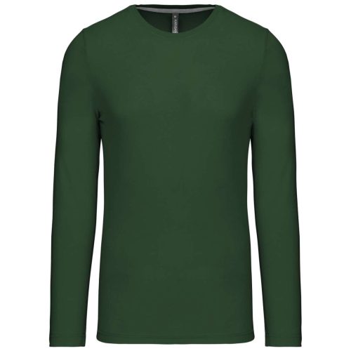 Férfi kereknyakú hosszú ujjú pamut póló, Kariban KA359, Forest Green-4XL