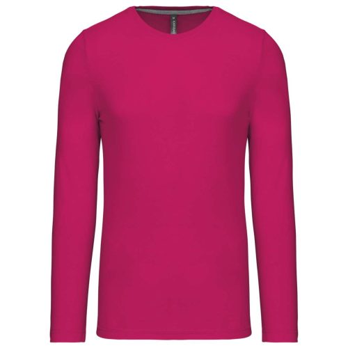 Férfi kereknyakú hosszú ujjú pamut póló, Kariban KA359, Fuchsia-2XL