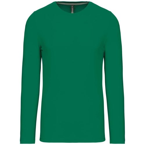 Férfi kereknyakú hosszú ujjú pamut póló, Kariban KA359, Kelly Green-2XL