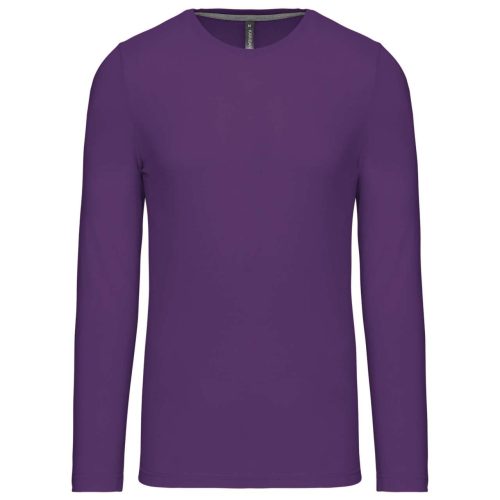 Férfi kereknyakú hosszú ujjú pamut póló, Kariban KA359, Purple-2XL