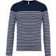 Férfi kereknyakú csíkos hosszú ujjú póló, Kariban KA366, Striped Navy/White-2XL