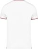 Férfi V-nyakú piké póló, kontrasztos szélekkel, Kariban KA374, White/Navy/Red-2XL