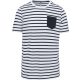 Férfi tengerész csíkos rövid ujjú póló mellzsebbel, Kariban KA378, Striped White/Navy-2XL