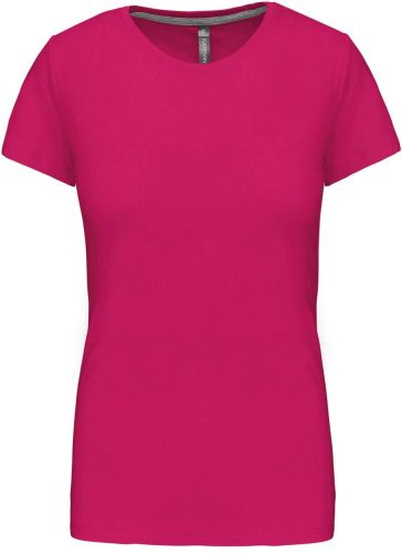 Női rövid ujjú környakas pamut póló, Kariban KA380, Fuchsia-2XL