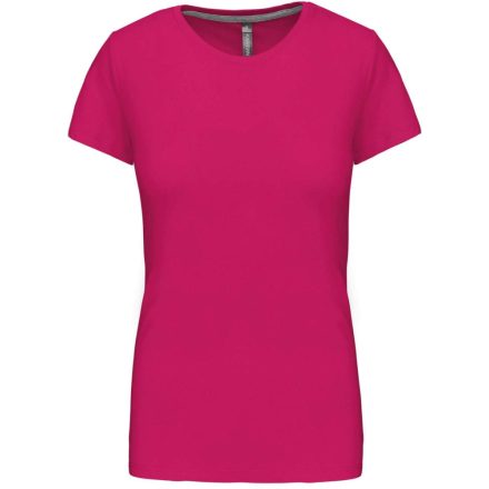 Női rövid ujjú környakas pamut póló, Kariban KA380, Fuchsia-3XL