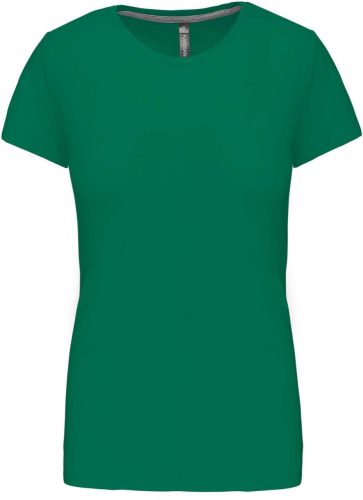 Női rövid ujjú környakas pamut póló, Kariban KA380, Kelly Green-2XL