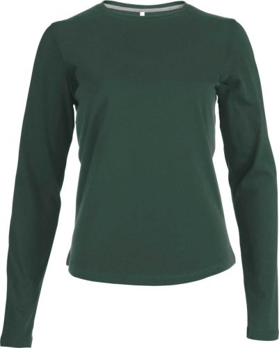 Női hosszú ujjú kereknyakú pamut póló, Kariban KA383, Forest Green-2XL