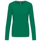 Női hosszú ujjú kereknyakú pamut póló, Kariban KA383, Kelly Green-2XL