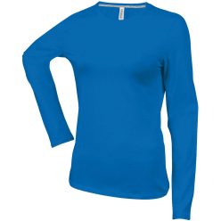   Női hosszú ujjú kereknyakú pamut póló, Kariban KA383, Light Royal Blue-2XL