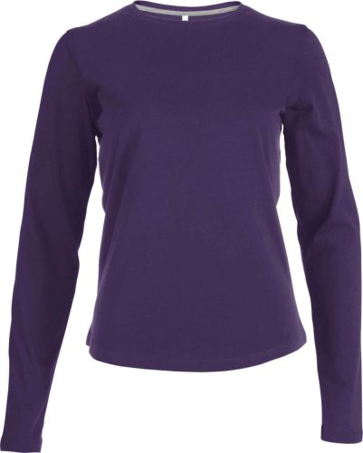 Női hosszú ujjú kereknyakú pamut póló, Kariban KA383, Purple-2XL