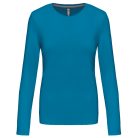 Női hosszú ujjú kereknyakú pamut póló, Kariban KA383, Tropical Blue-2XL