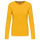 Női hosszú ujjú kereknyakú pamut póló, Kariban KA383, Yellow-2XL