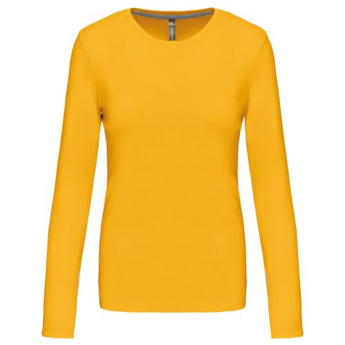 Női hosszú ujjú kereknyakú pamut póló, Kariban KA383, Yellow-2XL