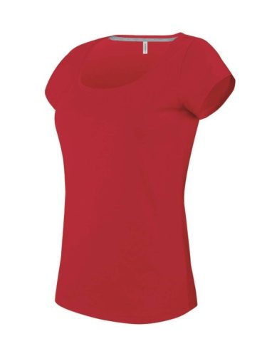 Női rövid ujjú, csónak nyakú pamut póló, Kariban KA384, Red-2XL