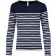 Női hosszú ujjú, csíkos pamut póló, Kariban KA386, Striped Navy/White-L