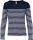 Női hosszú ujjú, csíkos pamut póló, Kariban KA386, Striped Navy/White-XS