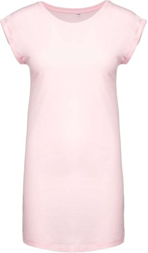 Női hosszú pólóruha, rövid ujjú, Kariban KA388, Pale Pink-L/XL