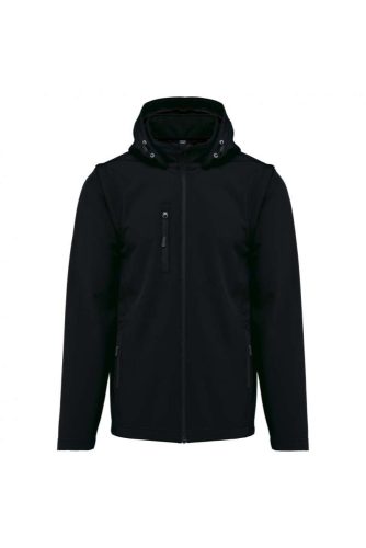 Uniszex  levehető ujjú kapucnis softshell dzseki, Kariban KA422, Black-2XL