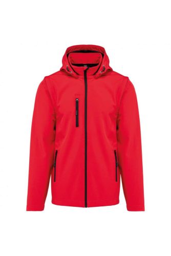 Uniszex  levehető ujjú kapucnis softshell dzseki, Kariban KA422, Red-2XL