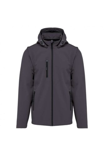 Uniszex  levehető ujjú kapucnis softshell dzseki, Kariban KA422, Titanium-2XL