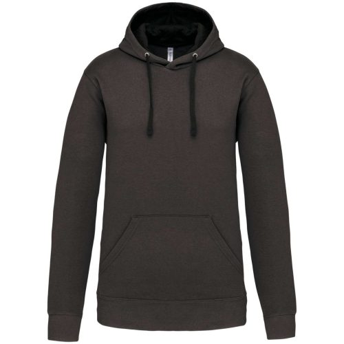 Férfi pulóver kontrasztos bélésű kapucnival, Kariban KA446, Dark Grey/Black-2XL