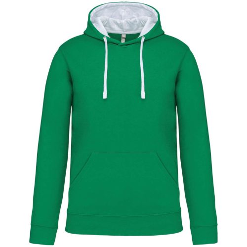 Férfi pulóver kontrasztos bélésű kapucnival, Kariban KA446, Light Kelly Green/White-4XL