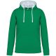 Férfi pulóver kontrasztos bélésű kapucnival, Kariban KA446, Light Kelly Green/White-4XL