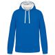 Férfi pulóver kontrasztos bélésű kapucnival, Kariban KA446, Light Royal Blue/White-L