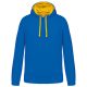 Férfi pulóver kontrasztos bélésű kapucnival, Kariban KA446, Light Royal Blue/Yellow-2XL