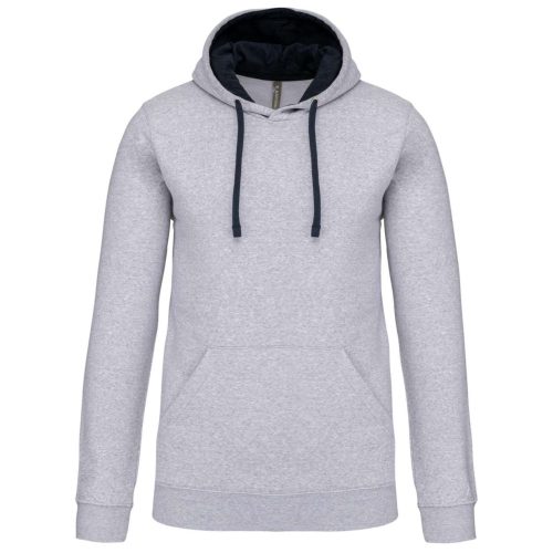 Férfi pulóver kontrasztos bélésű kapucnival, Kariban KA446, Oxford Grey/Navy-2XL