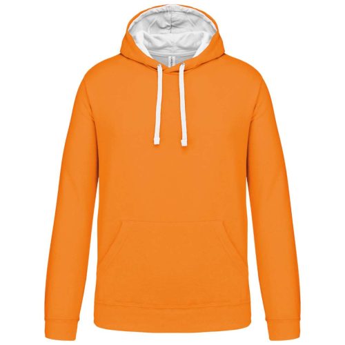 Férfi pulóver kontrasztos bélésű kapucnival, Kariban KA446, Orange/White-2XL