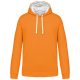 Férfi pulóver kontrasztos bélésű kapucnival, Kariban KA446, Orange/White-2XL