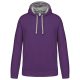 Férfi pulóver kontrasztos bélésű kapucnival, Kariban KA446, Purple/Oxford Grey-XL