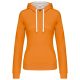 Női pulóver kontrasztos bélésű kapucnival, Kariban KA465, Orange/White-2XL